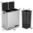 thumbnail image 4 of Giantex Dual Trash Can, 16 Gallon Stainless Steel Step Garbage Bin for Kitchen Office Home Use, 4 of 10