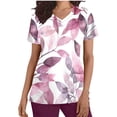 thumbnail image 2 of YOIAVAIOY Pink Womens Short Sleeve Scrub Tops V Neck Nurse Uniforms Work T-Shirt Tunic Blouse with Pocket L, 2 of 4