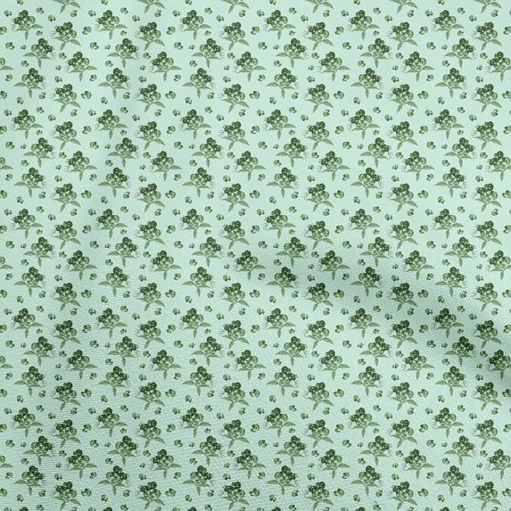 oneOone Polyester Lycra Mint Green Fabric Floral Fabric For Sewing Printed Craft Fabric By The Yard 56 Inch Wide