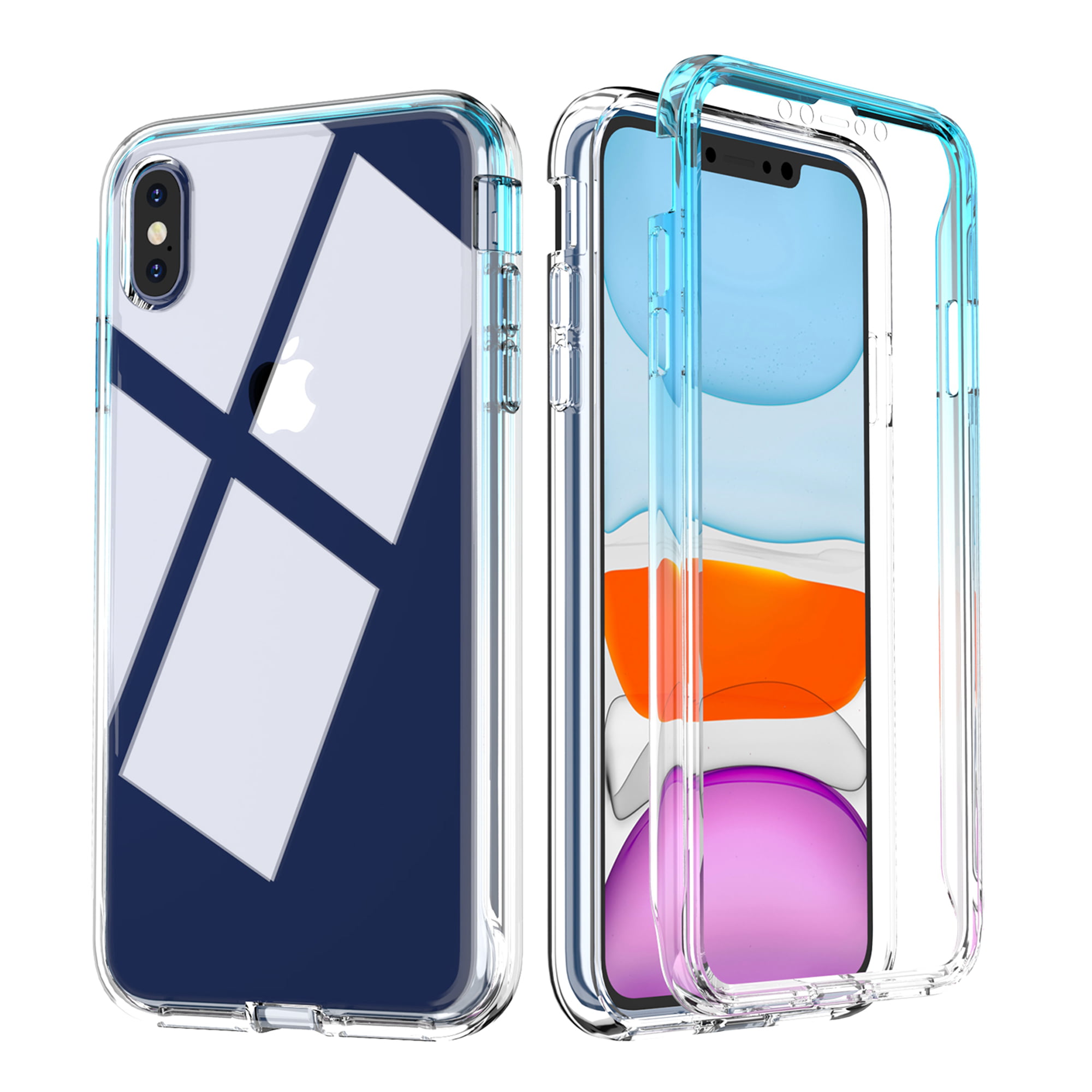 cyklus handling Blive ved iPhone XS Max Case with Built-in Screen Protector, Dteck Full Body  Shockproof Dual Layer High Impact Protective Anti-Scratch Soft TPU Cover  Cases Compatible With iPhone XS Max, Purple + Blue - Walmart.com