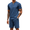 Blue, variant on Men's 2 Pieces Outfits Casual Quarter Zip Polo T Shirt and Shorts Set Athletic Jogging Summer Tracksuit