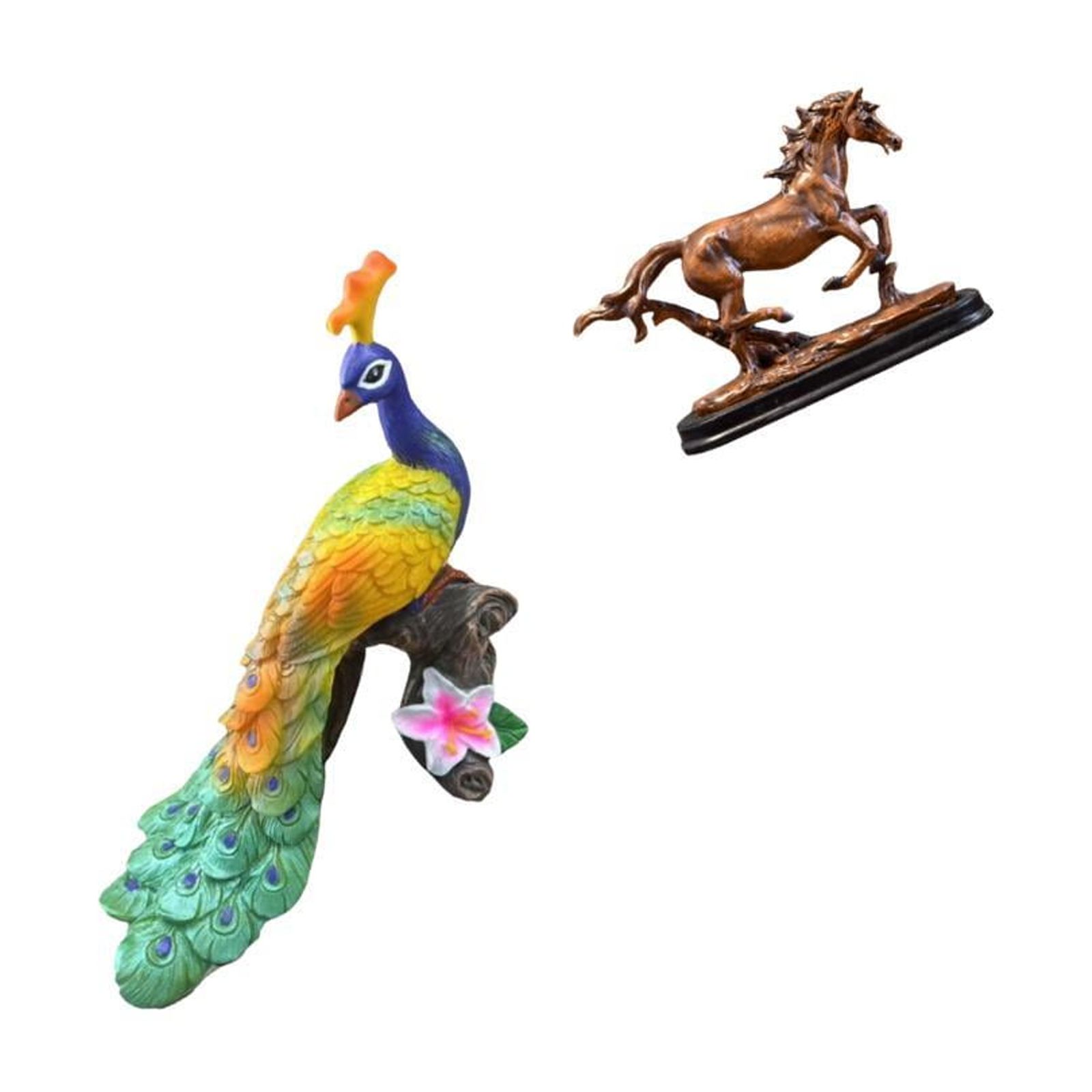 Miulika Peacock Sculpture Figurine Decorative Garden Ornament Crafts Statue for Home Decoration Yard Artwork Collectible Art Ornament Horse for Desk Decoration Bookcase Living Room Furniture