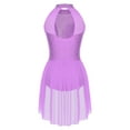 thumbnail image 4 of TiaoBug Figure Skating Dress for Women Ballet Lyrical Dance Dress Flower Applique Gymnastics Leotard Dancewear Lavender XL, 4 of 5