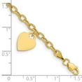 thumbnail image 2 of 10.5mm 10k Solid Yellow Gold Dangle Love Heart Bracelet 8.5 Inch Link Bracelet for Women - 2.2 Grams, 2 of 2