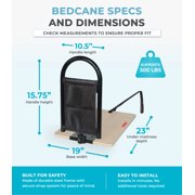 Stander BedCane, Adult Bed Rail and Support Handle, Bedside Safety Elderly Stand Assist with Organizer Pouch, ASTM Safety Approved Bedrail