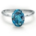 thumbnail image 3 of Gem Stone King 14K White Gold London Blue Topaz Solitaire Engagement Ring for Women | 2.25 Cttw | Oval 9X7MM | Gemstone November Birthstone | Size 8, 3 of 6