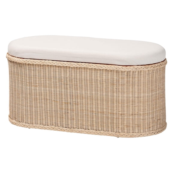 bali & pari Barid Braided Rattan Storage Bench with Cushioned Lift-Top Lid