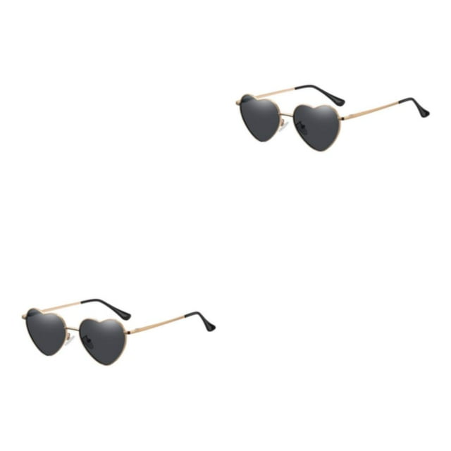 Gafas de sol en forma de corazón Sonducket con montura de metal dorado y lentes TAC negro 2Conjunto