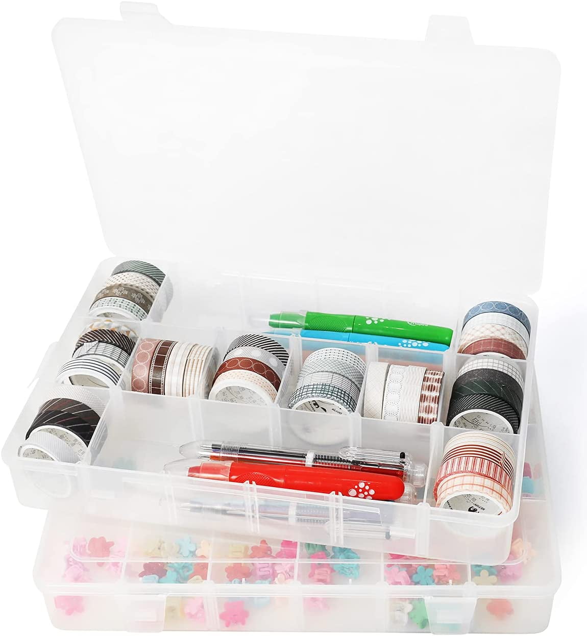 2pack 18 Grids Clear Plastic Organizer Box Storage Container with