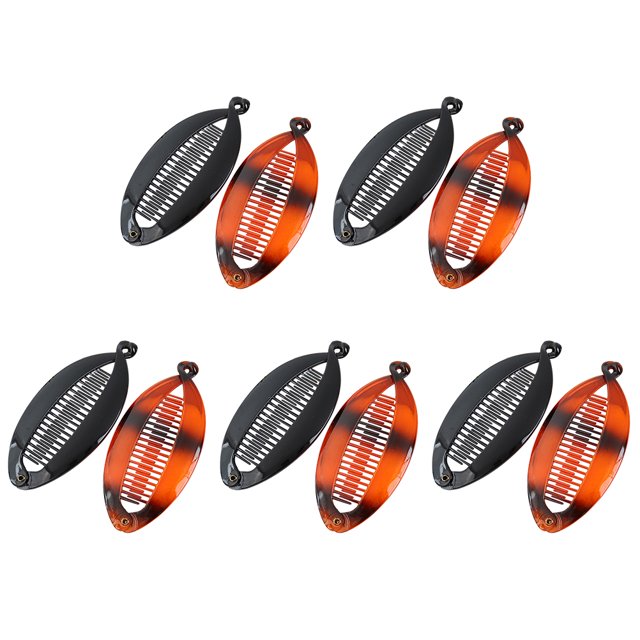 10pcs Plastic Fish Shape Hair Clips Large Banana Hair Fishtail Hair Clips (Black and Mixed Color for Each 5pcs)