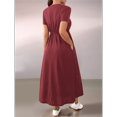 thumbnail image 5 of Women'S Short Sleeve Maxi Dresses Casual Long Dress with Pockets Claret L, 5 of 7