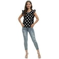 thumbnail image 4 of EFINNY Women's Elegant Polka Dots Print Ruffle Flutter Short Sleeve Casual Work Blouse Top, 4 of 6