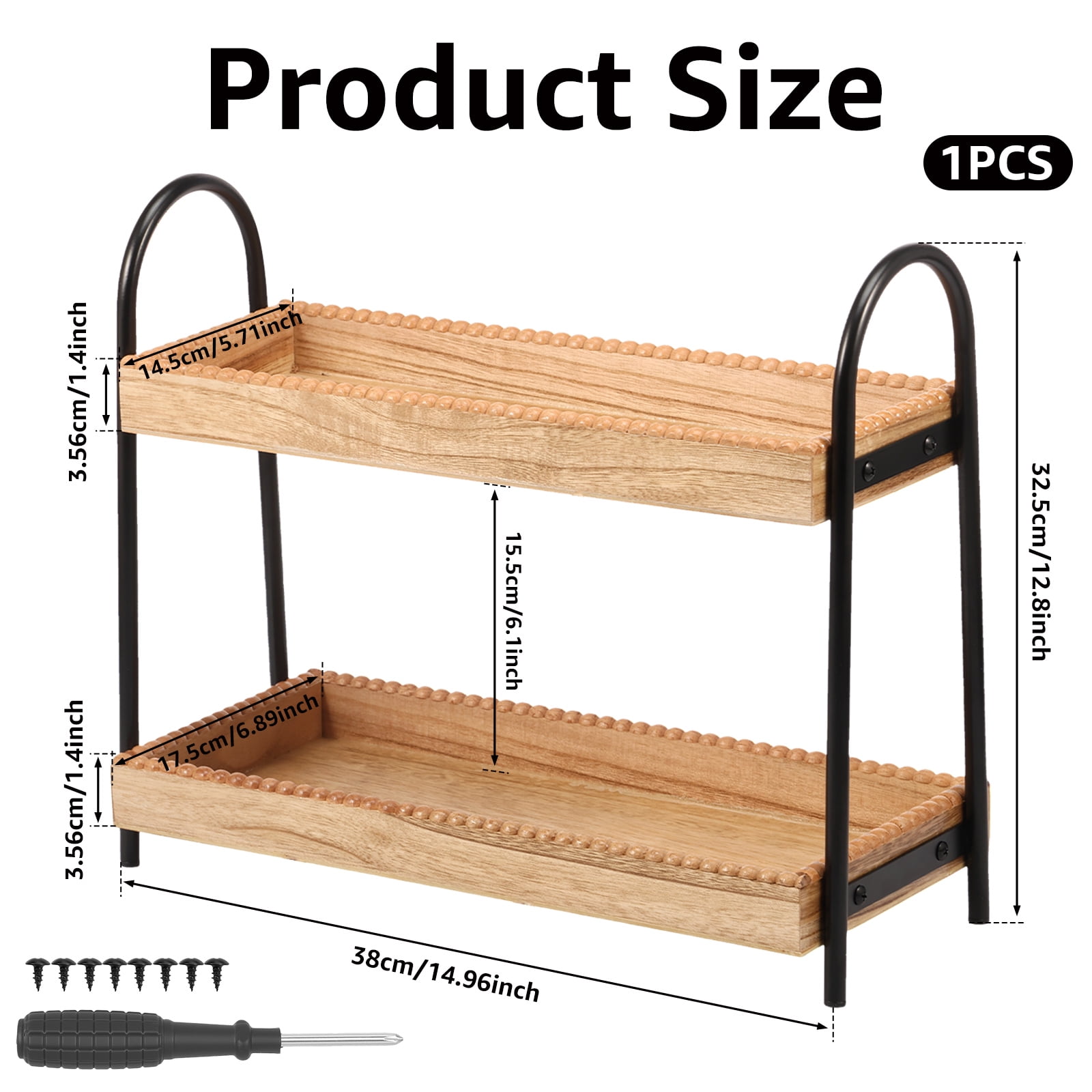 FKSZLL Bathroom Countertop Organizer 2 Tier Kitchen Counter Shelf Rack Caddy Tray Vanity Organizer and Storage for Bathroom Kitchen Coffee Station