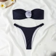 thumbnail image 4 of Odbmxy Womens Swimsuits Two Piece Bandeau Strapless Bathing Suits Women Padded Bikini Solid Color Flower Party Swimwear,Blue L, 4 of 6