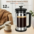 thumbnail image 6 of RAINBEAN French Press Coffee Maker 12 Oz, Mini Coffee Press 1 Cup, Single Serve French Press, With 3 Filterations, Heat Resistant Thickness Borosilicate Glass, Coffee Brewer Tea Press, 6 of 6
