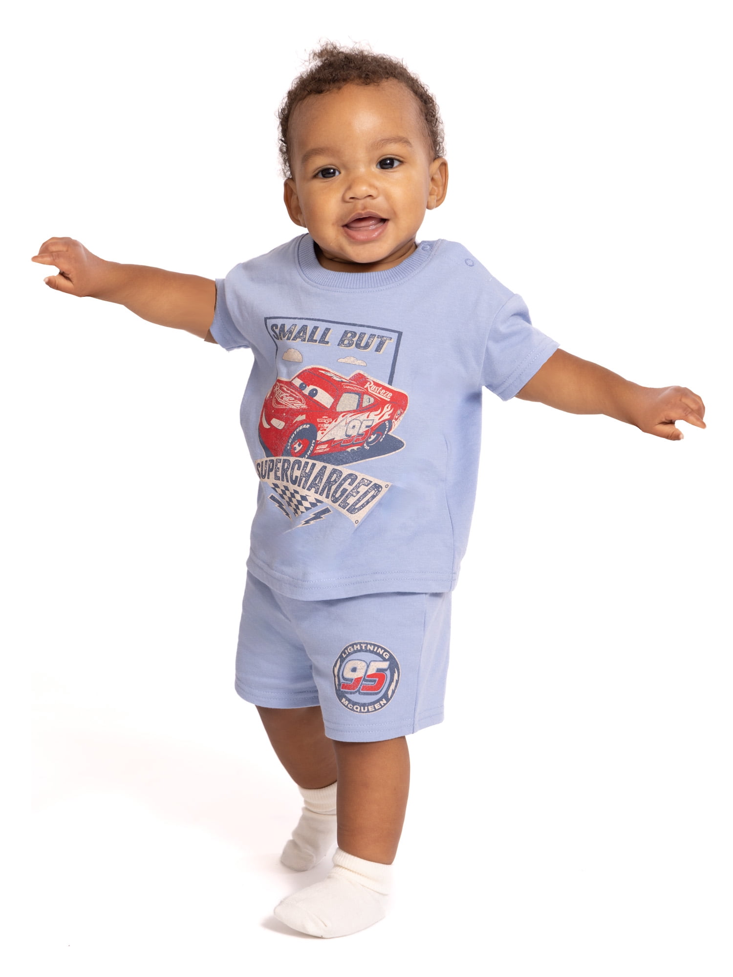 Pixar Cars Baby Boys' Short Sleeve Graphic Tee and Shorts Set, 2-Piece, Sizes 0/3M-24M