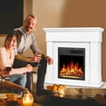 thumbnail image 4 of KISSAIR Electric Fireplace Mantel Package Wooden Surround Firebox Electric Fireplace Heater with Logs, Adjustable Led Flame, Remote Control, 750W-1500W, White, 4 of 7