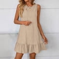 thumbnail image 4 of Enjoytime Mini Dresses for Women Crewneck Sleeveless Ruffle Hem Short Dress Casual Beach Vacation Summer Dresses, 4 of 7