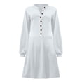 thumbnail image 4 of Pompotops Robe Décontractée Mode Automne à Manches Longues Boutons Col en V Couleur Unie pour Femmes, 4 of 4