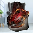 thumbnail image 4 of Cars Soft Flannel Fleece Throw Blanket, Red Sports Car Burnout Tires in Flames Blazing Engine Hot Smoke Automobile, Cozy Plush for Indoor and Outdoor Use, 60" x 80", Orange Black Red, by Ambesonne, 4 of 5