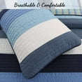 thumbnail image 2 of Cozy Line Navy Blue Striped Boy 100% Cotton 2 Piece Reversible Quilt Set, Twin, 2 of 6