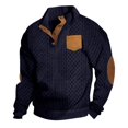 thumbnail image 1 of pstuiky Camisas casuales de manga larga para hombre, Suéter de hombre con botones, color liso, cuello alto, mangas largas y cuadrados pequeños Tops de talla grande para hombre xl, 1 of 6