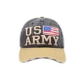thumbnail image 2 of USA American Flag Hat for Men and Women US Army Letter Embroidered Washed Cotton Baseball Cap, Black, 2 of 5