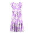 thumbnail image 4 of Yanlir Robe d'Été à Volants pour Filles 4-14 Ans, Robes Trapèze pour Enfants Sans Manches à Col Rond, Robe Soleil pour des Tenues Confortables et Stylées (Violet#4, 10 Ans), 4 of 5