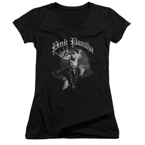 Pink Panther Pink Pantha Junior Women's V-Neck T-Shirt Black