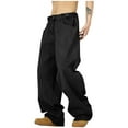 thumbnail image 3 of Enjoytime Baggy Jeans Men Solid Color Straight Leg Loose Trousers Fashion Casual Plus Size Work Pants with Pockets Black XXXL, 3 of 3