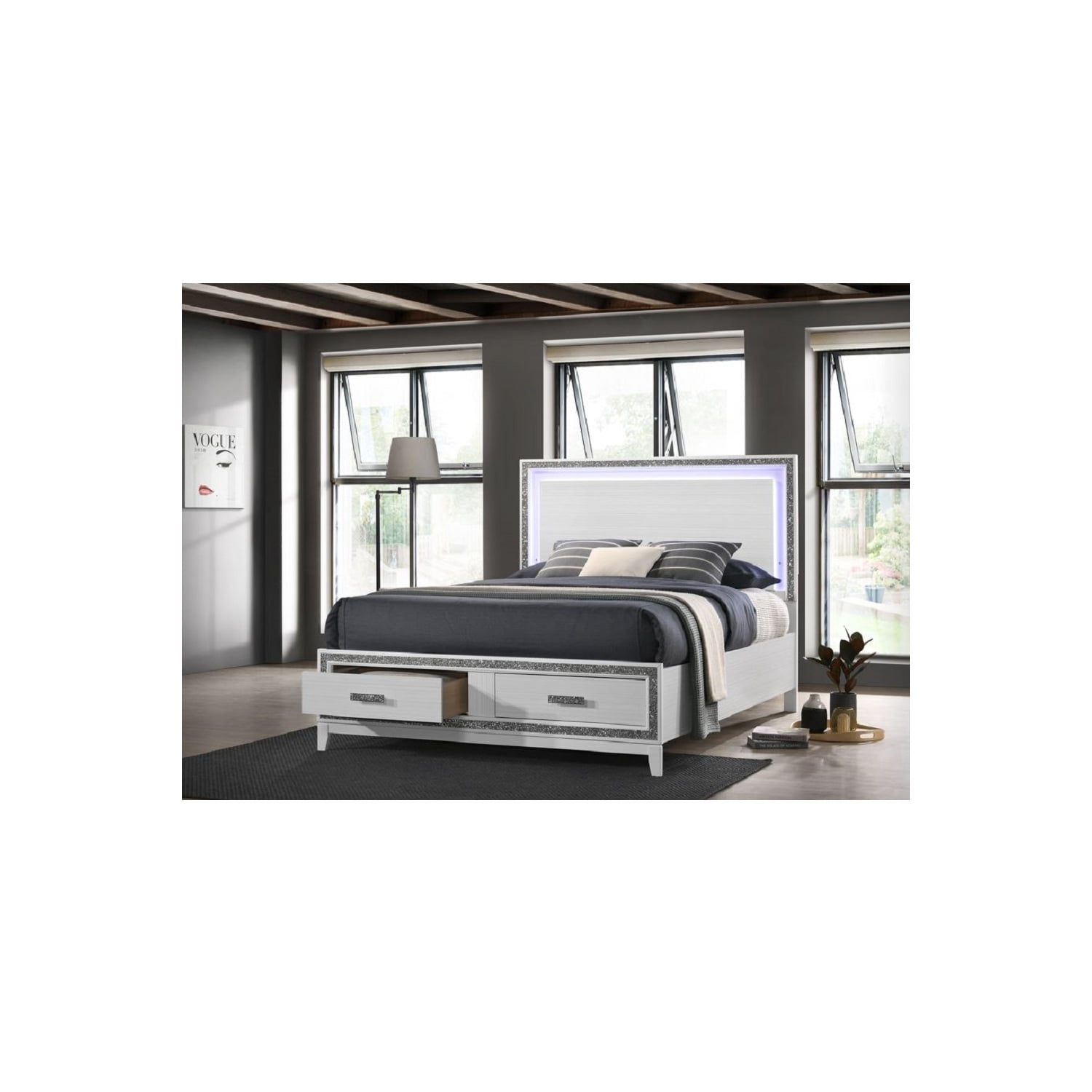 ACME Ranallo Ek Wall Bed, Beige Linen & Natural Finish