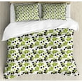 thumbnail image 1 of Italy Duvet Cover Set Queen Size, Black and Green Olives on Branches with Foliage Designed on Plain Backdrop, Decorative 3 Piece Bedding Set with 2 Pillow Shams, White and Multicolor, by Ambesonne, 1 of 3