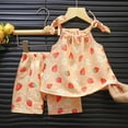 thumbnail image 2 of KPOPLK Summer Toddler Baby Girl Clothes 2 Piece Sleeveless Tank Tops and Shorts Sets Girls Cute Outfits(12-18 Months,Red), 2 of 4