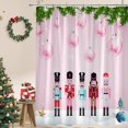 thumbnail image 2 of Rdsfhsp Christmas Shower Curtain Cute Solider Dreamy Pink Xmas Ball Green Pine Tree Branch Snowy Winter Holiday Happy New Year Bath Curtain with Hooks, 72"x72", 2 of 6