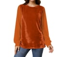 thumbnail image 1 of Haut en Velours pour Femmes Col Rond Blouse à Manches Longues en Mousseline Patchwork, 1 of 8