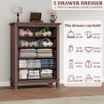 thumbnail image 7 of EastVita Brown Freestanding 41.3 Inch Tall Vertical Wooden Chest of Dresser with 5 Storage Drawer for Living Room Bedroom Entryway Bedroom, 7 of 7