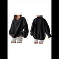 thumbnail image 3 of Sudadera de Cuello en V de Gran Tamaño para Mujer, Sudadera de de Larga, Sudadera con Capucha, Tops Cómodos, Ropa 2025 Negro XL, 3 of 7