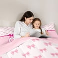 thumbnail image 4 of Erosebridal Bow Letter C Twin Comforter Sets for Girls, Pink Princess Ribbon Bedding Set, Pink Reversible, 2 Pieces, 4 of 6