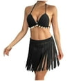 thumbnail image 2 of ylioge Womens Swimsuits Bikini 2 Piece with Tassels Skirts Crochet Knitted Swimwear Sets Ladies Trendy Solid Beach Cover Ups Bathing Suits, 2 of 5