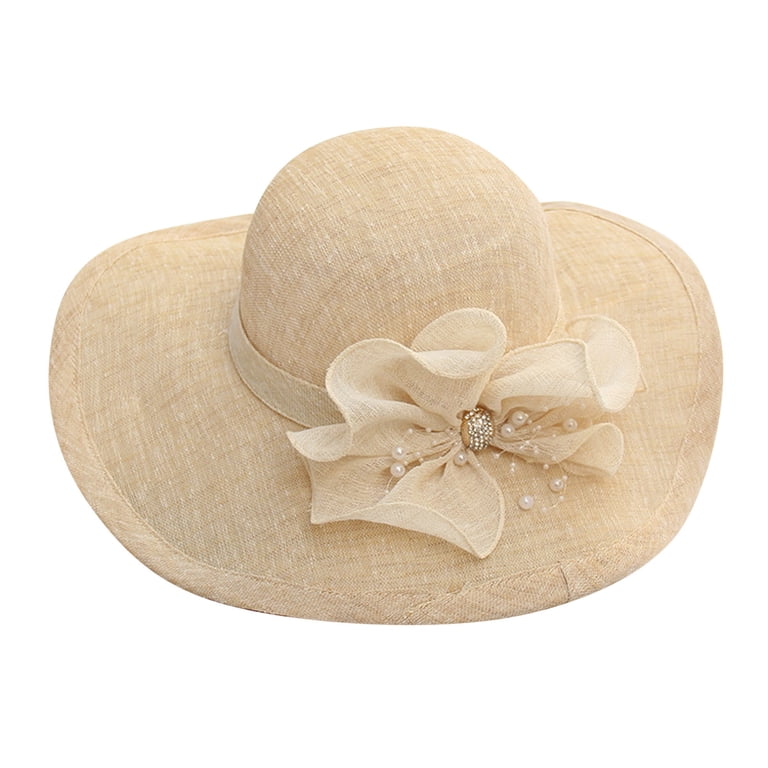 Hontri Hats for Women in Sale, Women's Summer Dress Hat Broad Leaf Flower  Bridal Shower Cap Sun Hat Beach Hat Church Tea Party Fascinator Hats for  Mother Ladies Girls Beige - Walmart.com