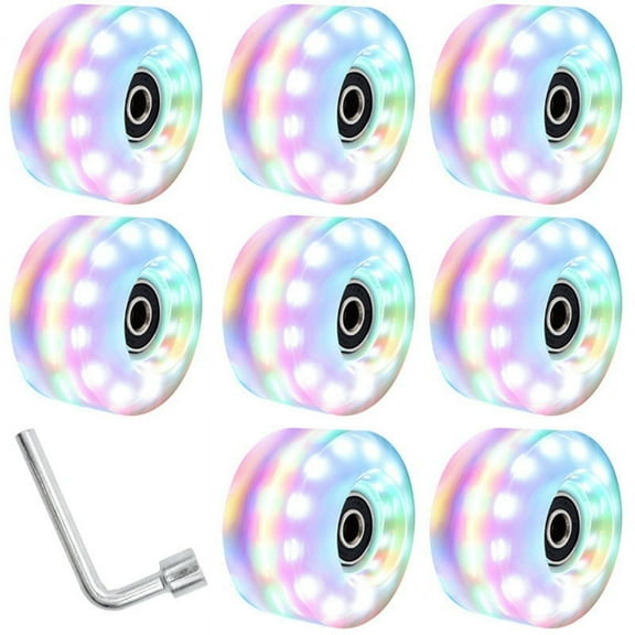 Roller Skate Wheels with Wrench Outdoor Light Up High Flash Six Double Row Skates Shining Colorful