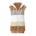 thumbnail image 4 of Lovskoo 2024 Womens Fuzzy Fleece Vest Cozy Sleeveless Winter Warm Vests with Pocket Zip Up Hooded Waistcoat Outerwear Khaki, 4 of 6