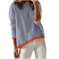 thumbnail image 2 of Aocisk Chandails Légers pour Femmes Manches Longues Col Rond Bloc de Couleur Rayé Décontracté Tricoté Chandail Confortable Automne GY1 m, 2 of 4