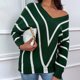 thumbnail image 2 of Suéter de punto con cuello en V de manga larga para mujer de otoño e invierno Pompotops hdfakjf11882, 2 of 7