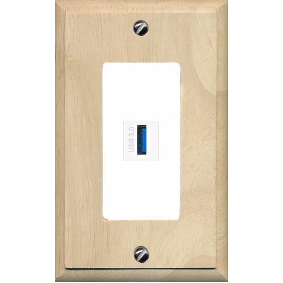 RiteAV USB-3 Decorative Wall Plate [Wood/White]