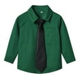 thumbnail image 2 of Diufon Boys Long Sleeve School Uniform Kids Classic Lapel Button Down Shirts with Tie and Chest Pocket, 2 of 10