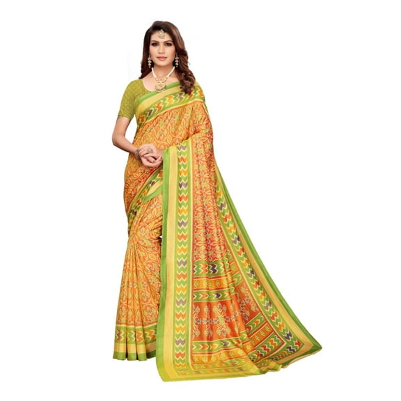 Sana Silk saree/sari with running blouse For Women/Girls
