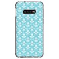 thumbnail image 1 of DistinctInk Clear Shockproof Hybrid Case for Samsung Galaxy S10e (5.8" Screen) - TPU Bumper, Acrylic Back, Tempered Glass Screen Protector - Baby Blue White Damask Pattern - Floral Damask Pattern, 1 of 2