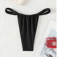 thumbnail image 6 of Staron Women Bikini Swim Bottoms Solid Color Thong Ruffle Swim Shorts Casual Beach Pool Bathing Suit, Black XL, 6 of 7