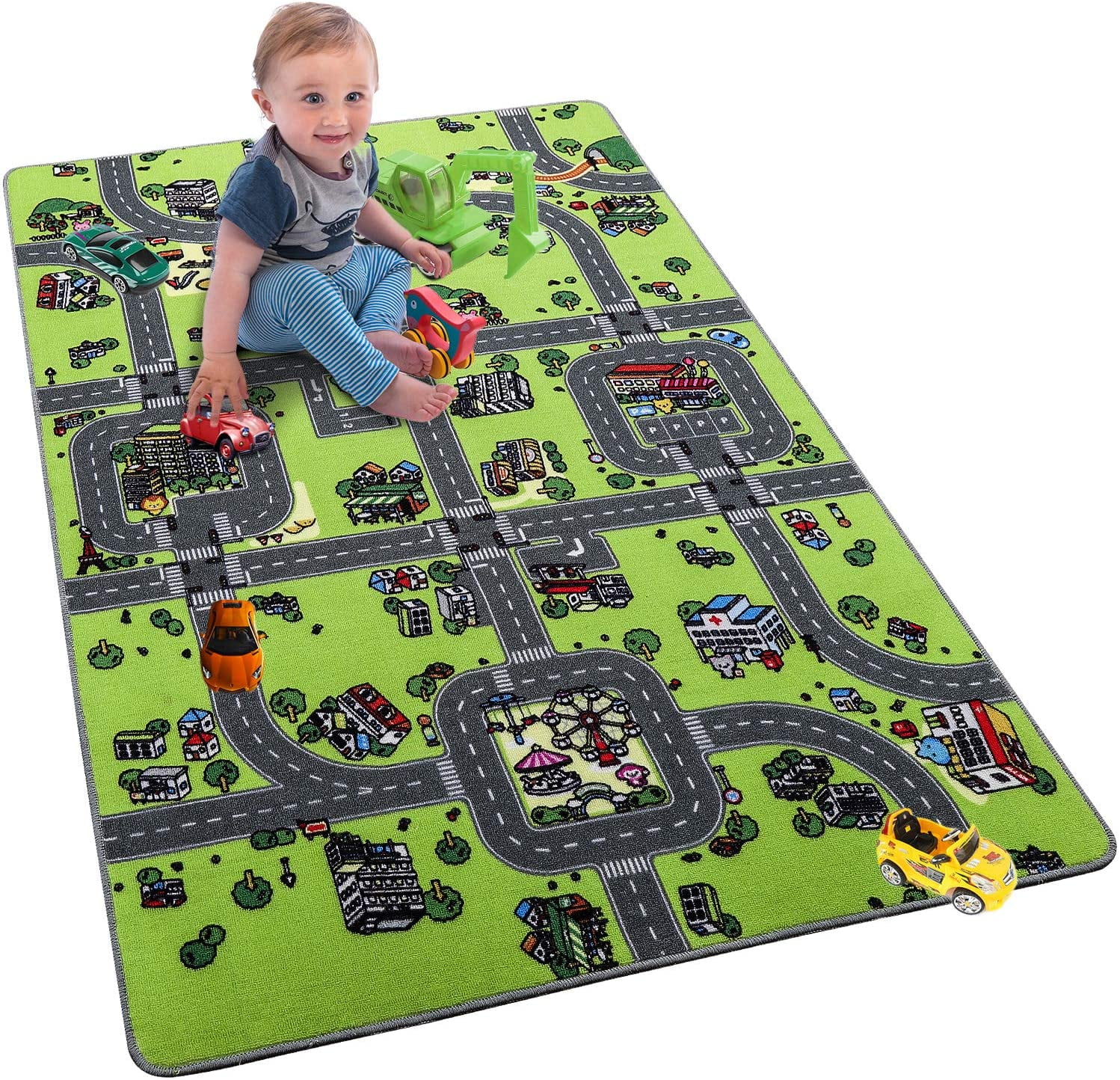 Kids Carpet Playmat Rug City Life Great For Playing With Cars and Toys Play, 
